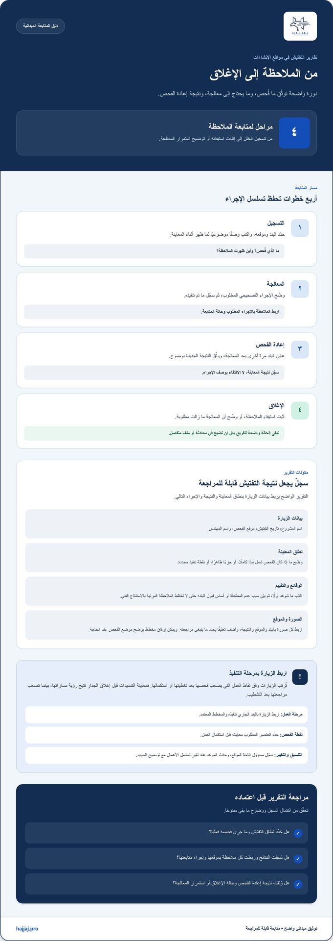 تتبع عهد المهندسين الميدانية في مواقع الإنشاءات